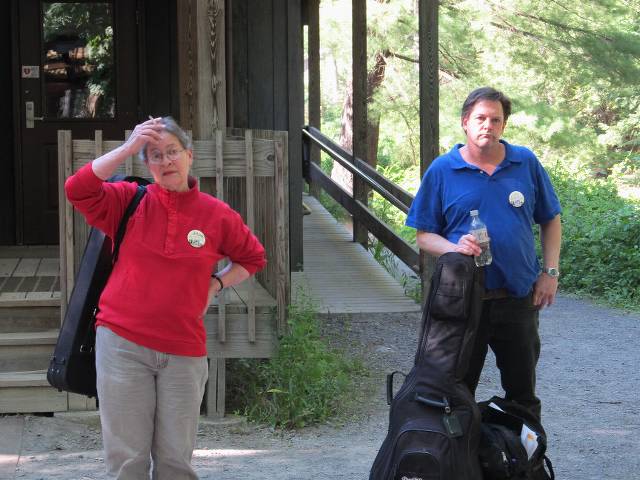 Jeanne and Rob scoping out the woodshed