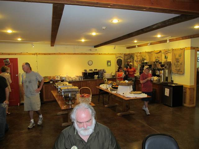 A view of the new serving area.  Traffic flow was a tad awkward, but it was worth it!!  Chef Jill outdid herself.  Also, John K's Dome.