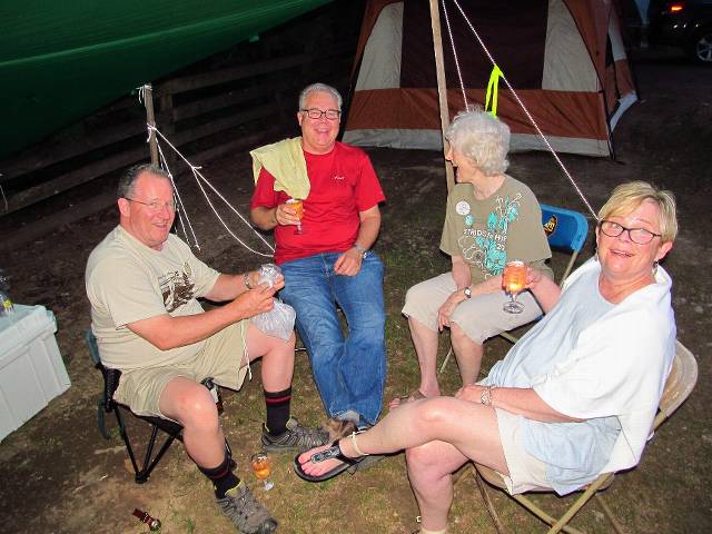 candid, and fun, night shot of patrick, john, susie, terri